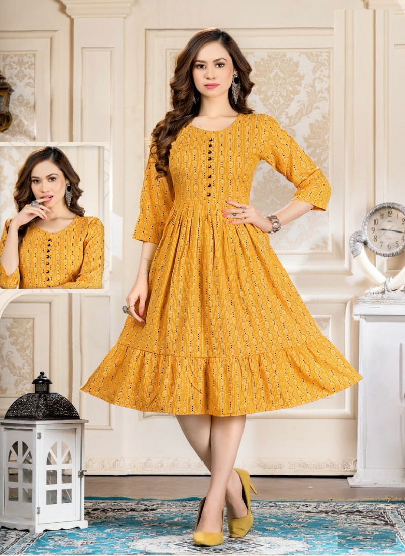 Hirwa Kiara Regular Wear Wholesale Printed  Designer Kurtis
